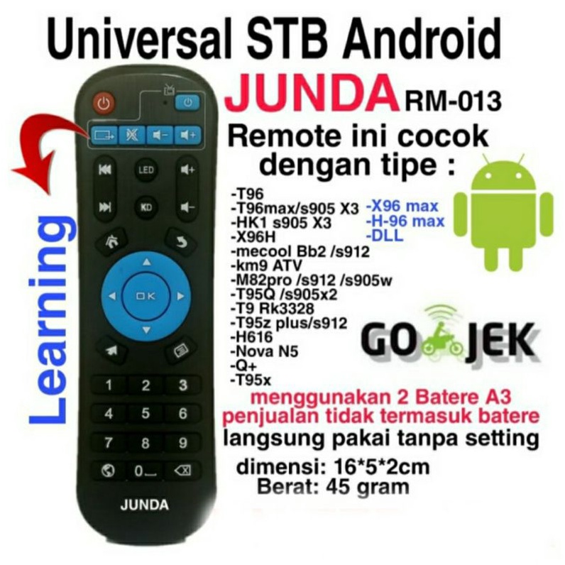 Remot Remote multi Android TV BOX ALL TYPE X96 max H-96 max Dll Junda Rm -013