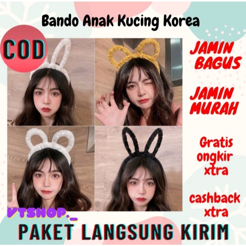 V620 - Headband Bando Motif Kucing Lucu Rambut Wanita Fashion Korea Anak Perempuan / Bando Kucing / 