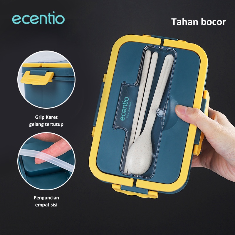 ecentio Kotak Makan Set Dengan Cangkir Sup Sendok Gratis Anti Tumpah Portable Berbahan kapasit besar