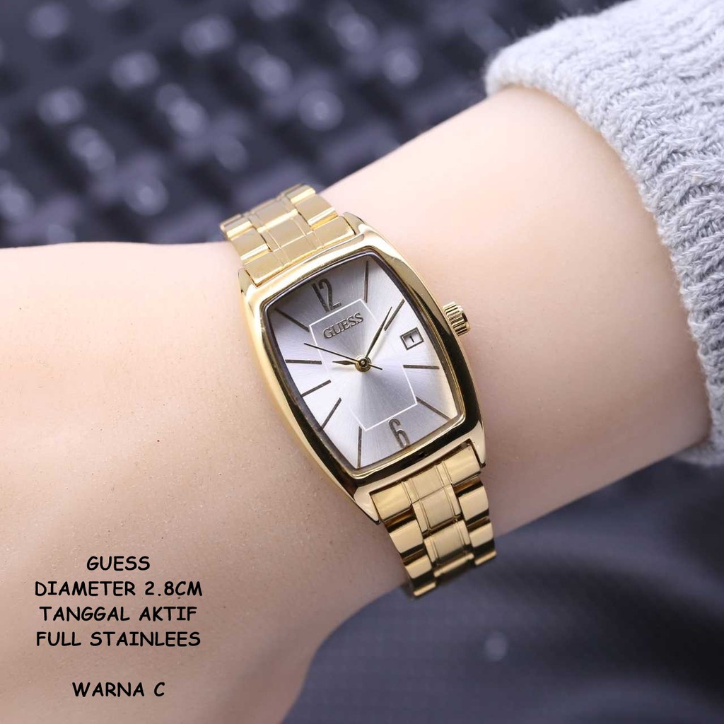 ( BISA COD ) Jam Tangan Wanita/Cewek Guess Capsul Full Stainless Tanggal Aktif