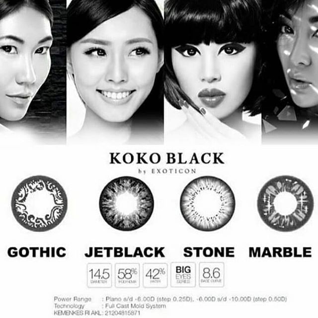 Softlens KOKO BLACK DIA 14.50mm MINUS STONE JET BLACK GOTHIC MARBLE (-3.25 S/D -6.00 ) MINUS/Lensa  Kontak/BS