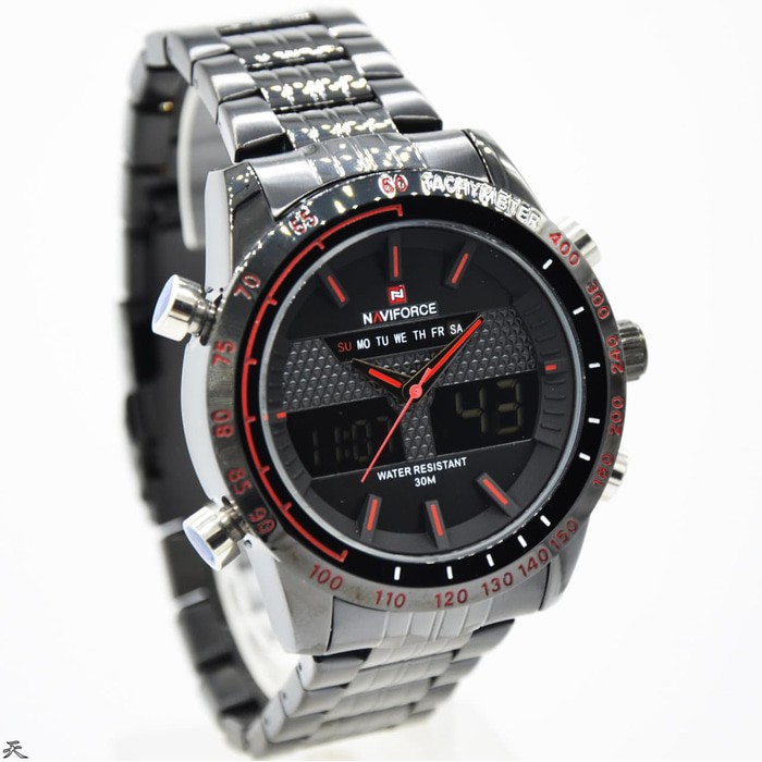 HOT SALE Jam Tangan Naviforce NF 9024 Dualtime Black-Red TERMURAH