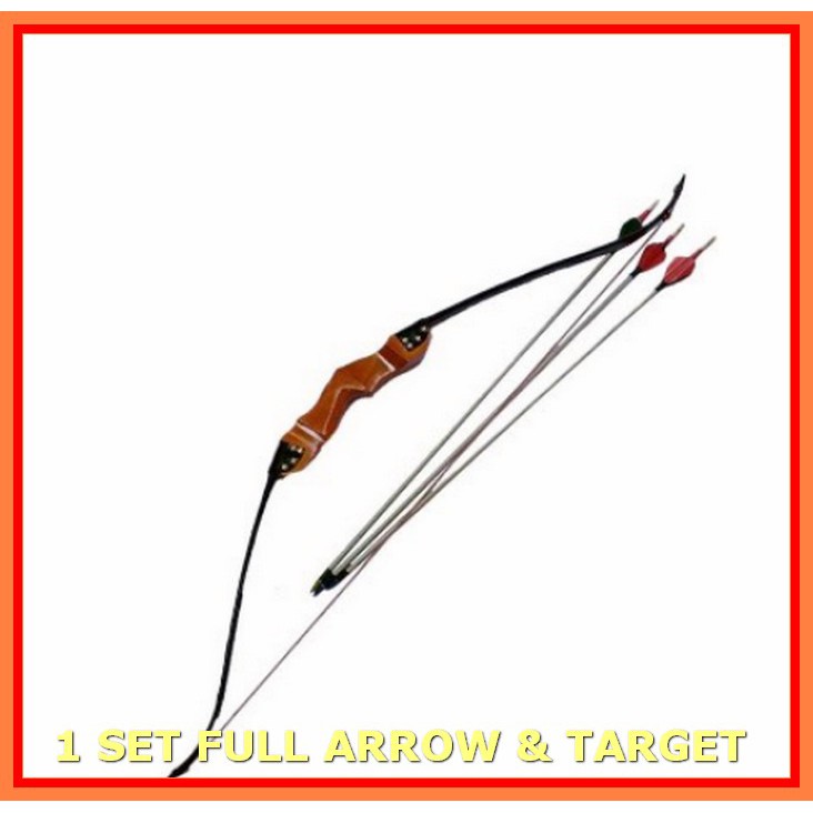 TERBARU Paket SET PANAH Panahan Natural Archery Mahoni Nangka Rucika Long Range R40 Dewasa Pemula