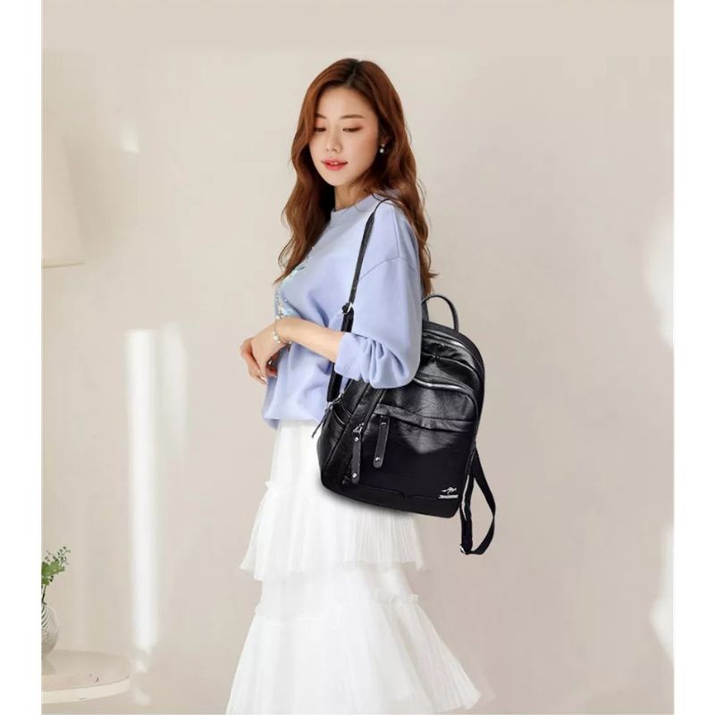 Tas Ransel Wanita kulit Murah Import Batam Kekinian Backpack Wanita Korea Style