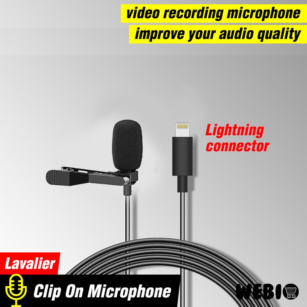 Mic Clip On L23 Microphone iPhone Microfon Jepit Mini Mikrofon Kabel Mikropon Rekaman Recording Klip On Lavalier Untuk Vlog Youtuber