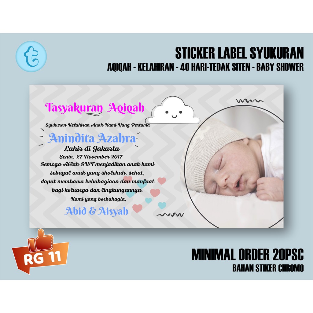 

Sticker Label Syukuran Kelahiran - Aqiqah - 40Hari - Tedak Siten - Baby Shower
