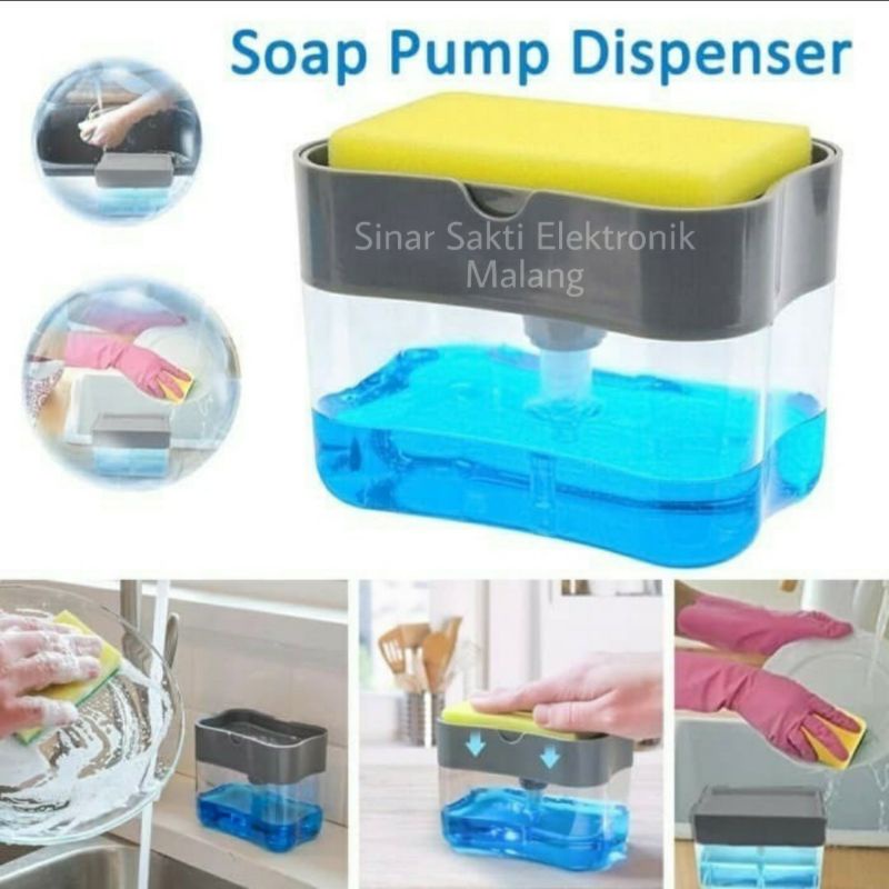 Dispenser Tempat Sabun Cuci Piring Cair Soap Pump Spons Sponge Spon Holder Dapur