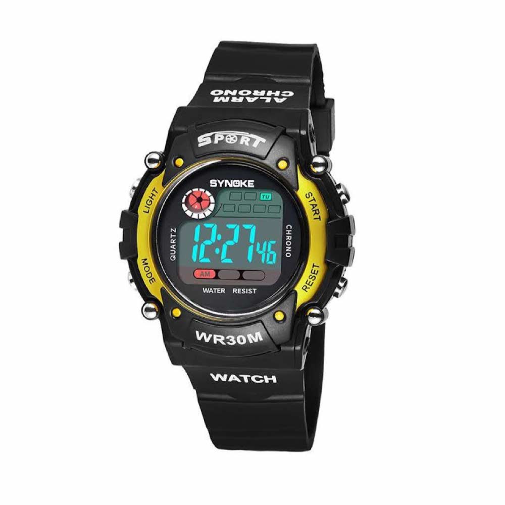 Synoke [ Kuning ] Jam Tangan Digital Water Resist Pria - Hitam - Strap Rubber