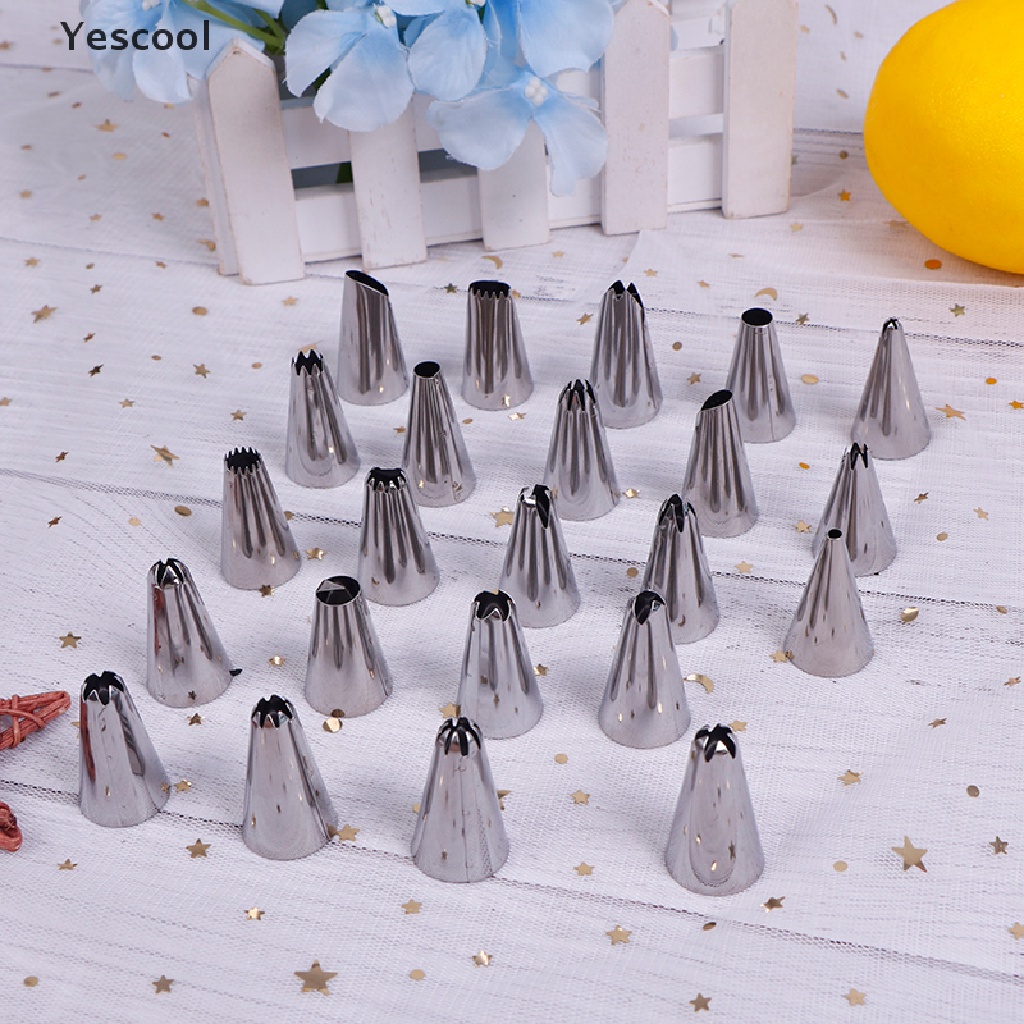 24 / 36 / 48pcs / Set Kotak Alat Nozzle Icing Piping Bahan Stainless Steel Untuk Dekorasi Kue