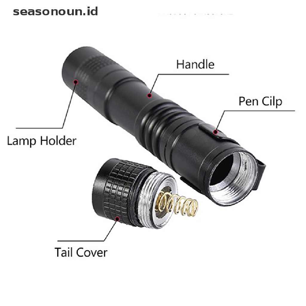 (seasonoun) Xpe-r3 Lampu Senter LED Mini Bentuk Pulpen Untuk Camping Outdoor