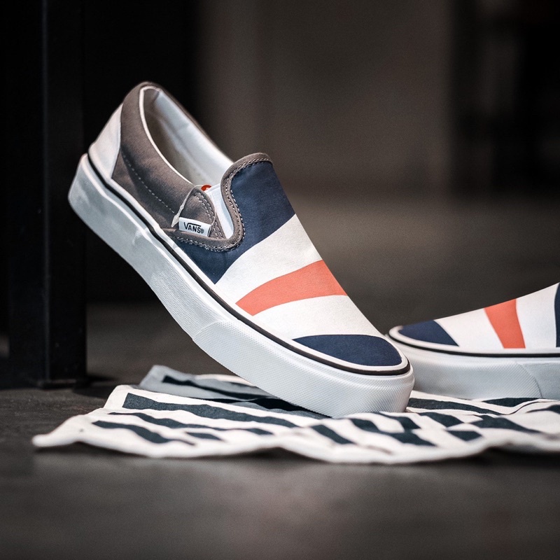 VANS SLIP-ON COSTOME MADE FOR YOU “BLUE/WHITE/SPICE ORANGE” ORIGINAL 100%