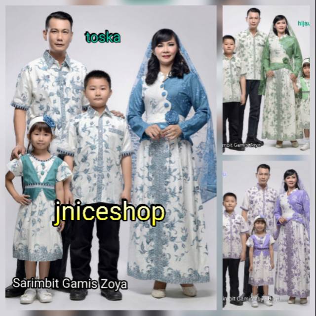 Sarimbit Keluarga Batik Gamis + Anak Cewek Dress dan Cowok Zoya