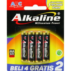 Alkaline LR6/AAA / Baterai Alkaline AAA Isi 6 / ABC Alkaline Ukuran AAA 6 Pcs / Baterai Alkaline