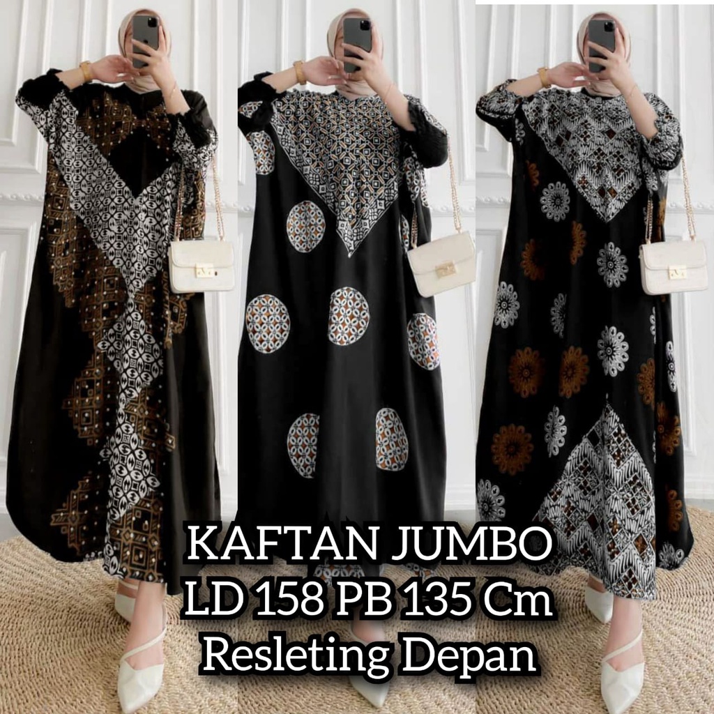 Daster Kaftan Cap Daster Jumbo Cap Wanita Ld 150 Cm Lengan Karet Kain Santung Halus Tebal