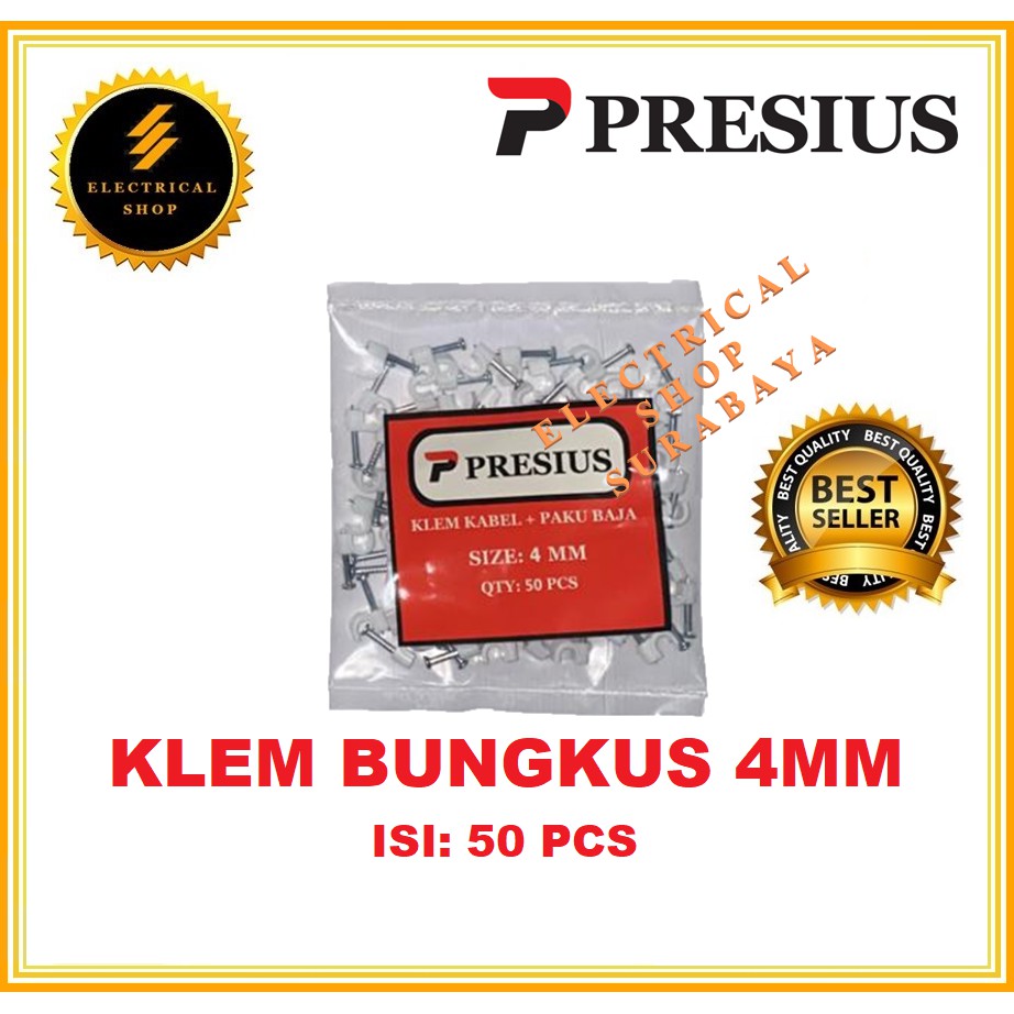 PRESIUS KLEM KABEL PAKU BAJA BETON NO 4 MM (HARGA GROSIR) ISI 50 PCS ASLI ORIGINAL 4MM