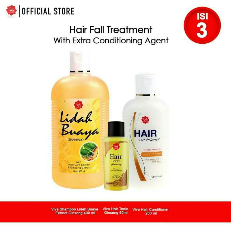 Paket Anti Hairfaill Treatment Shampoo Lidah Buaya Hair Conditioner Tonic Ginseng Viva