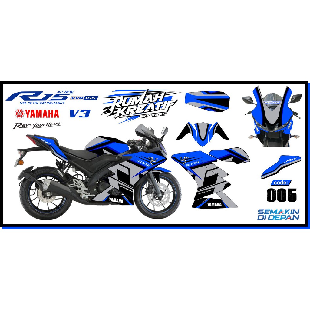 Decal All New R15 V3 / R15 V3 Sticker Striping Fullbody Variasi Yamaha rk-b