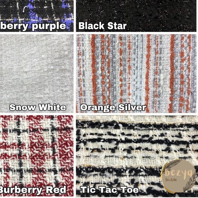♀ Kain Tweed /Kain Chanel / Linen Fancy / Tweed / Tweed Import / Kain Wool Rajut Acrylic Bahan Blaze