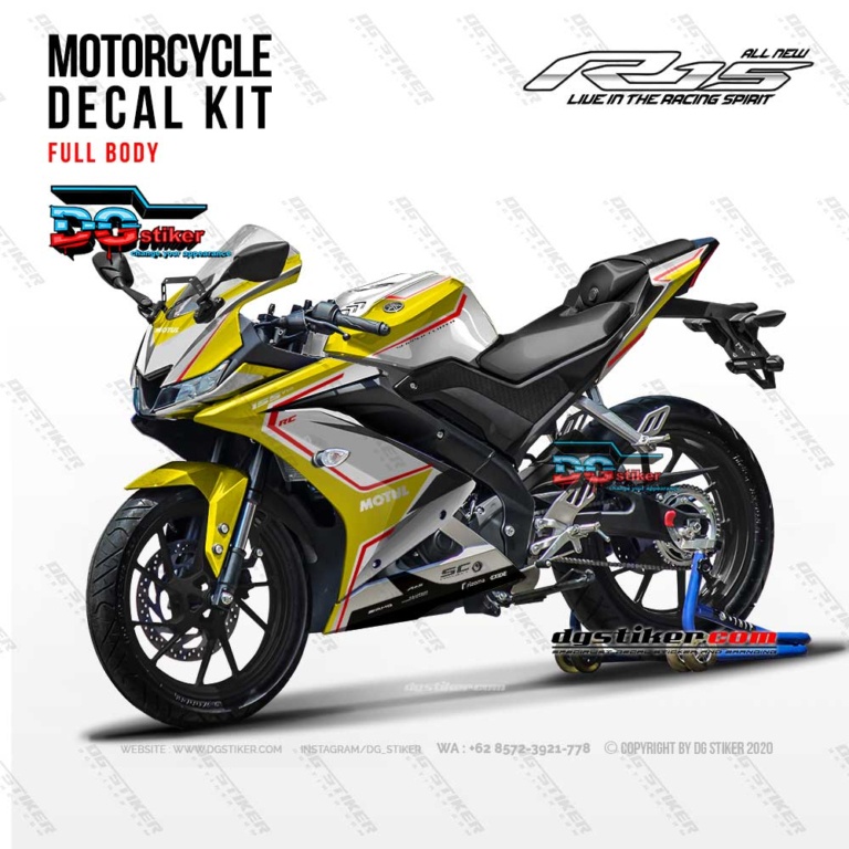 Decal Striping Full Body R15 V3 Kuning MV Agusta Chrome DG Stiker