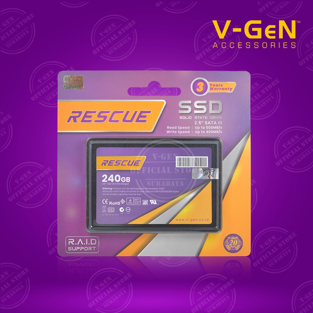 SSD V-GeN Rescue 240GB SATA 3 Solid State Drive 2.5&quot; Inch VGEN