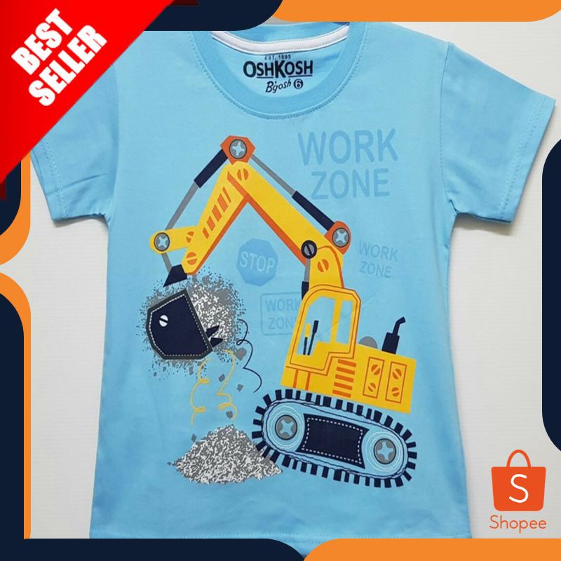 TERMURAH KAOS ANAK  OSHKOSH EXCAVATOR WORK ZONE BECO ALAT BERAT ORIGINAL
