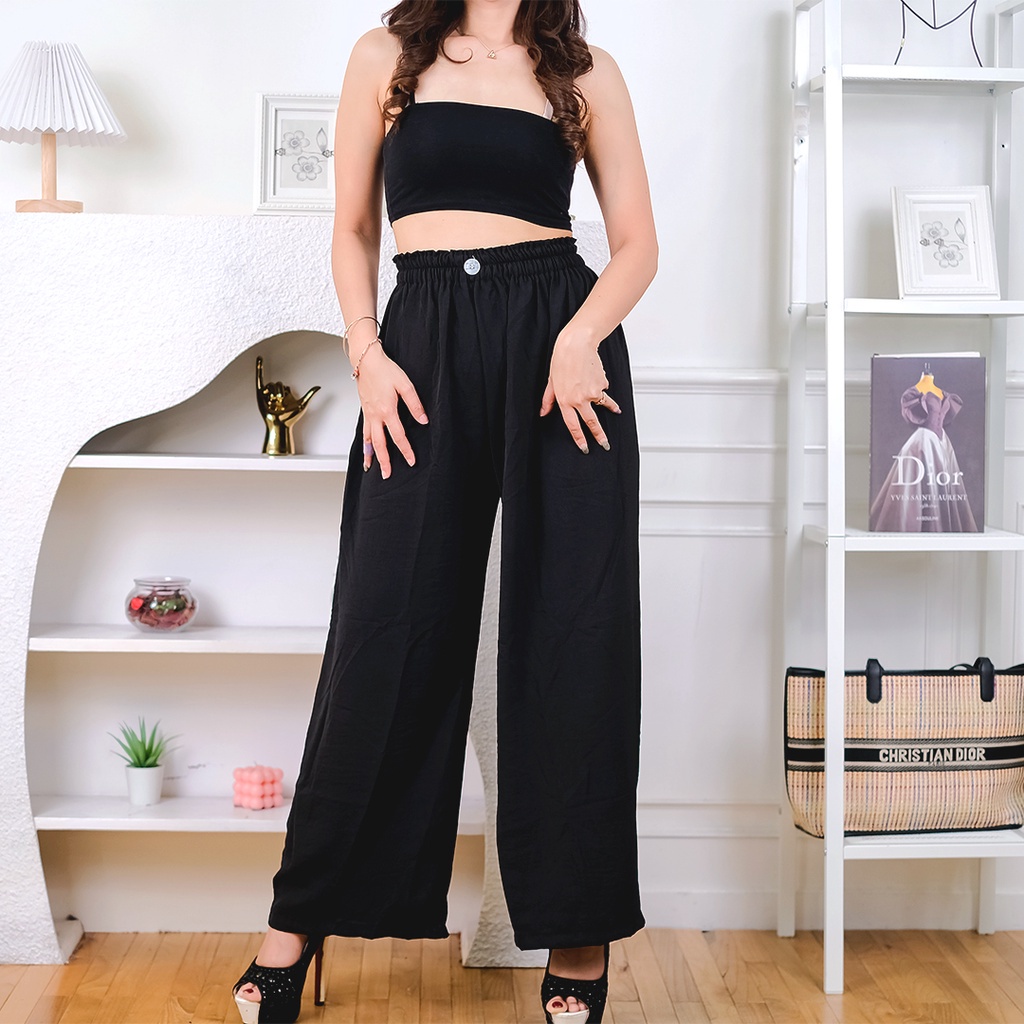 CELANA KULOTJUMBO XL CRINCLE AIRFLOW /CELANA KULOT FULL KARET CRINCLE / KOREAN PANTS WIDE LEG PANTS