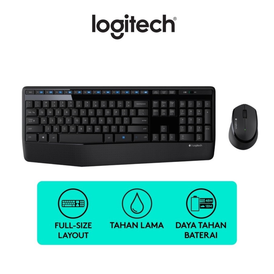 Logitech Wireless Mouse Keyboard MK345 / Combo / MK 345 - Hitam