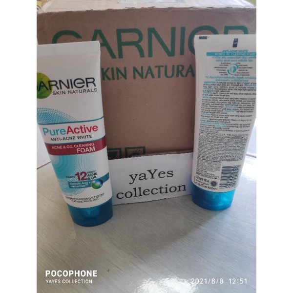 Garnier Sabun Cuci Muka 100 ml Foam Scrub Sensitive Anti Acne Oil Glow Light Complete jenis kulit