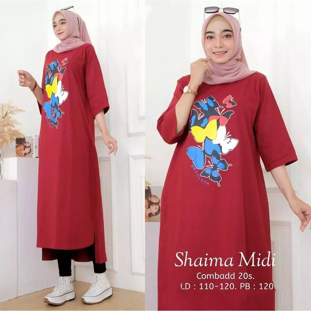 SHAIMA MIDI DRESS / DRESS WANITA / DRESS TERMURAH / DRESS MUSLIM