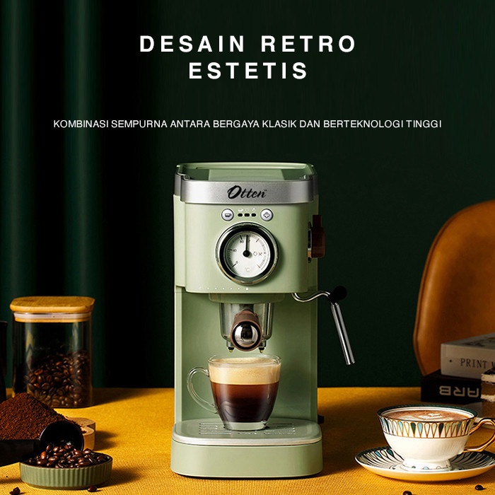 Otten - Mesin Kopi Espresso 15 Bar (Retto Green) Gratis Kopi dan Kapsul-1