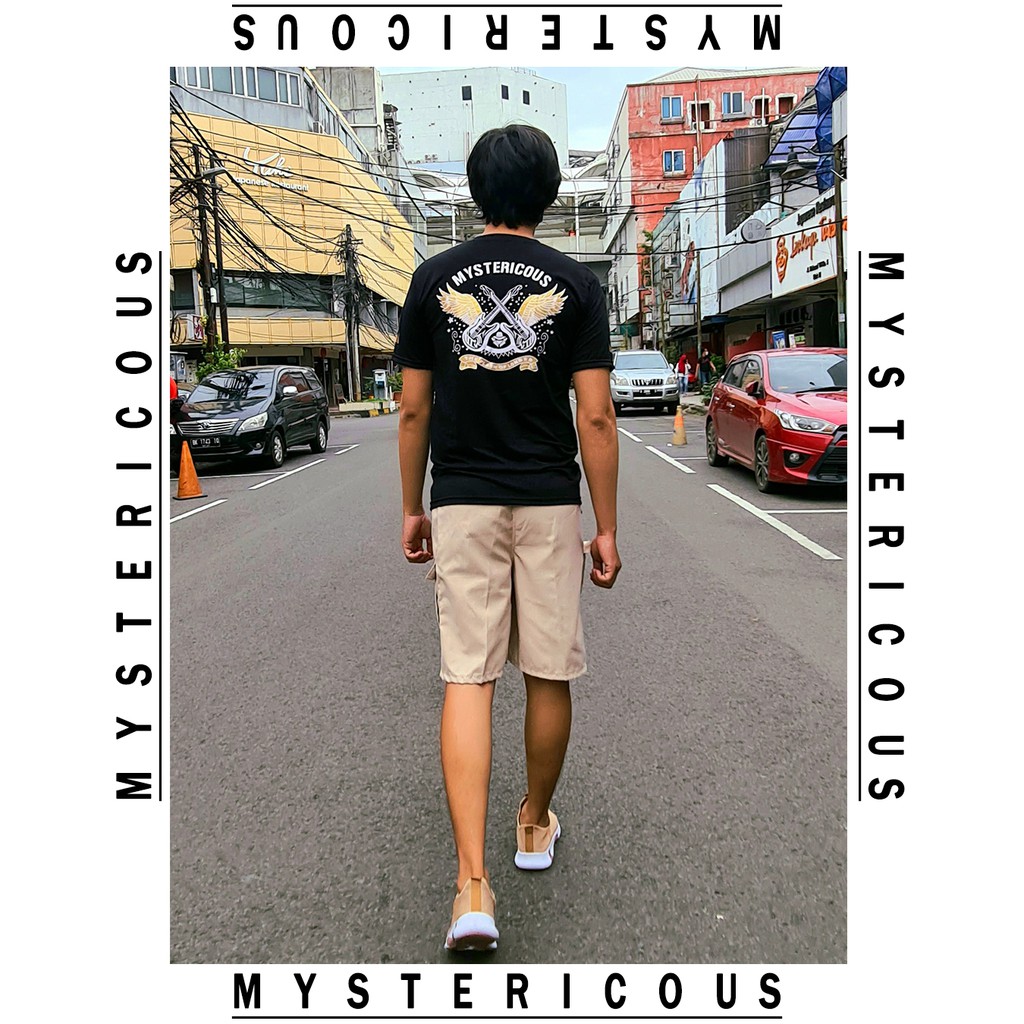 Mystericous Base tee Kaos Polos Hitam 30s Combed GUITAR