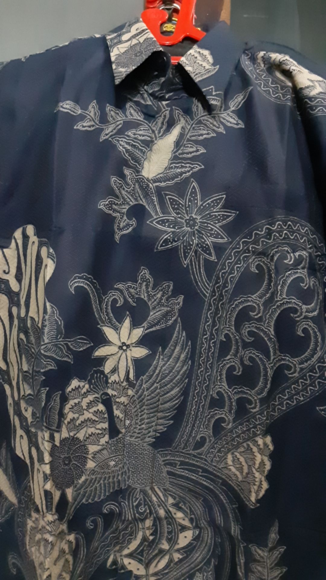 Motif Dobby Parang Peksi Dongker Kemeja Batik Pria Pendek Full Furing