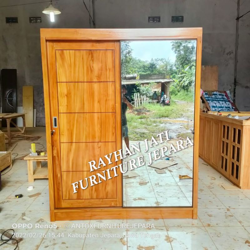 lemari pakaian jati pintu sliding mebel furniture Jepara