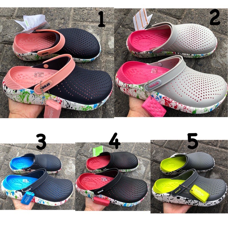 Sendal Crocs Literide Motif Clogs Croc Clog Sendal Perawat Sendal Karet Slip On