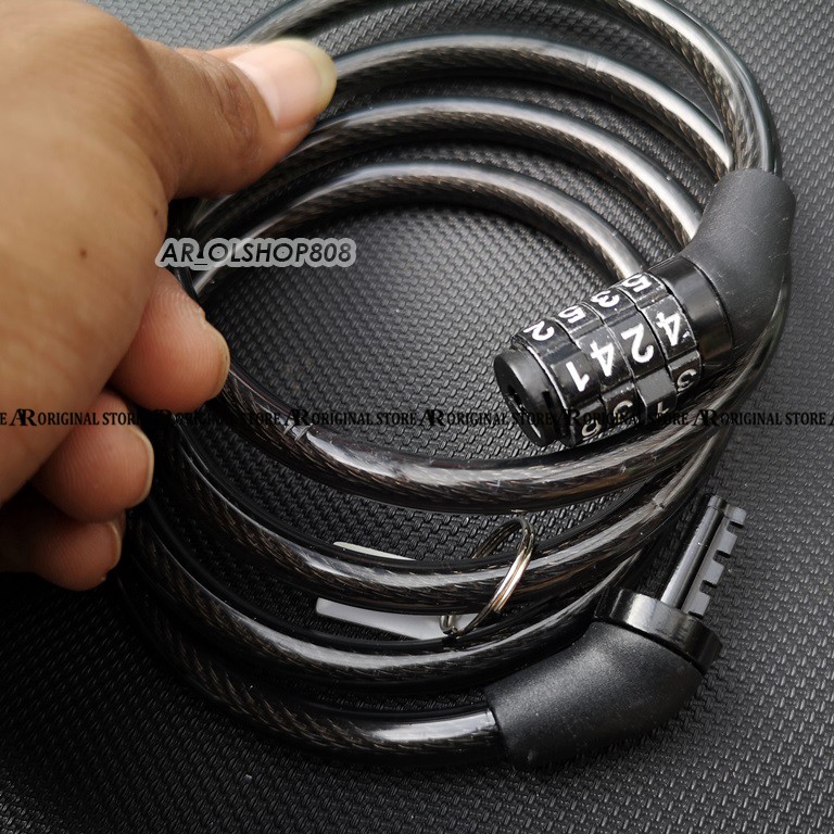 Kunci Gembok Sepeda Spiral Kode Gembok HELM KYT NHK GM BMC PENGAMAN HELM SEPEDA MOTOR KUNCI GEMBOK - Rantai Helm Gembok Sepeda Motor Kunci Pengaman Helm KYT INK NHK GM BMC-4