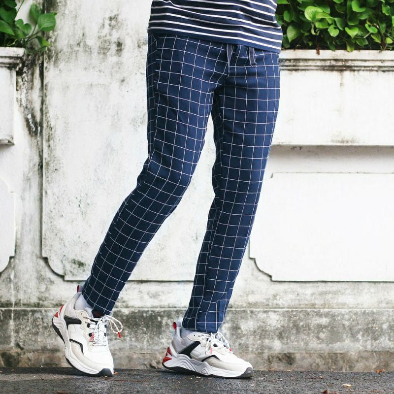 CELANA CHINO TARTAN PRIA ANKLE PANTS MOTIF KOTAK2 WANITA PANJANG