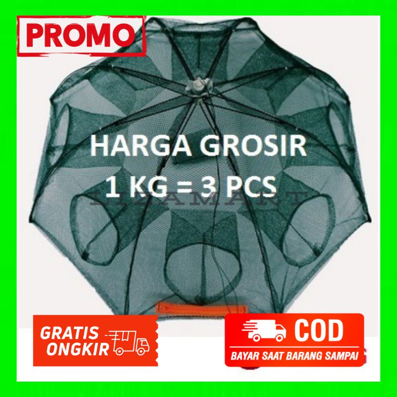 Payung Bubu Jaring Jebakan Perangkap Udang Ikan Kepiting Model Payung 8 Lobang