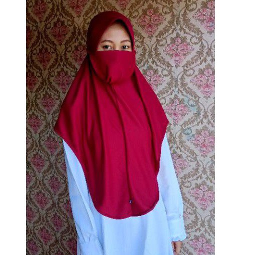 Jilbab Instan Niqob Poppy Masker/ Jilbab Instan Masker