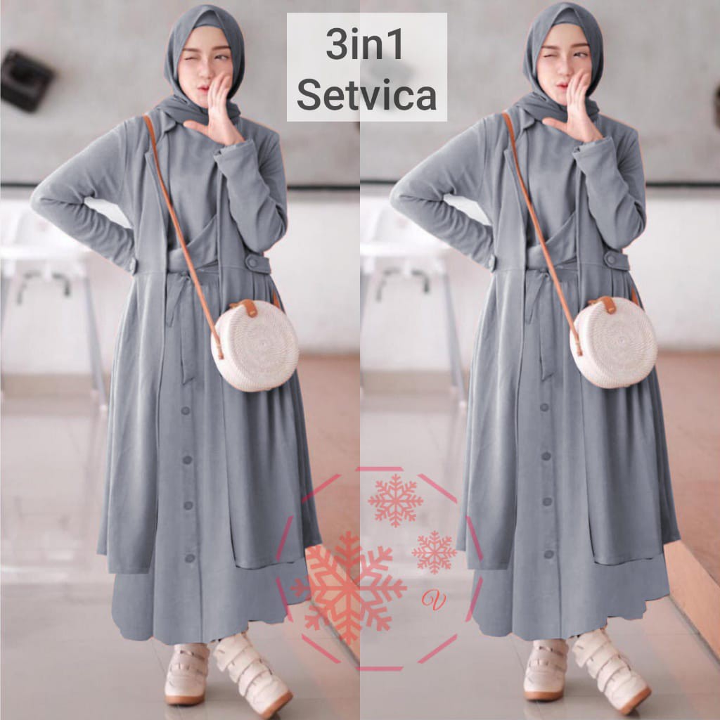 SETELAN 3in1 SETVICA / GAMIS FASHION WANITA / SET PESTA / CASUAL