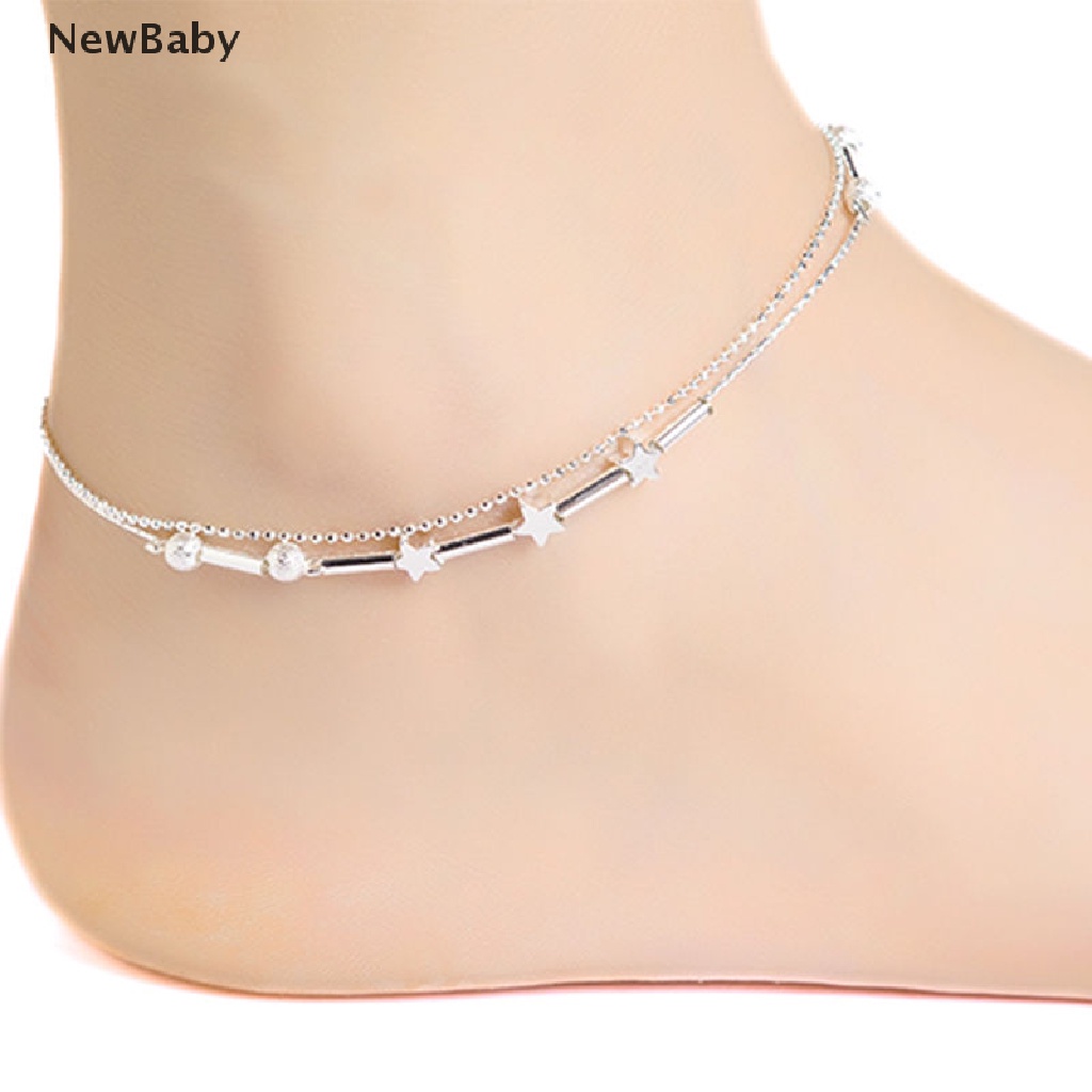 Gelang Kaki Rantai Lapis Silver 925 Untuk Wanita