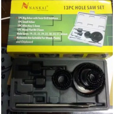 Hole Saw Kit Holesaw Kit Mata Bor Pelubang Kayu Nankai 13 pcs SET