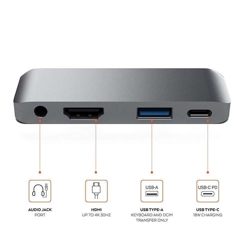 USB C to HDMI USB3.0 PD AUX 3.5mm 4in1 For Smartphone Tablet USB Type C