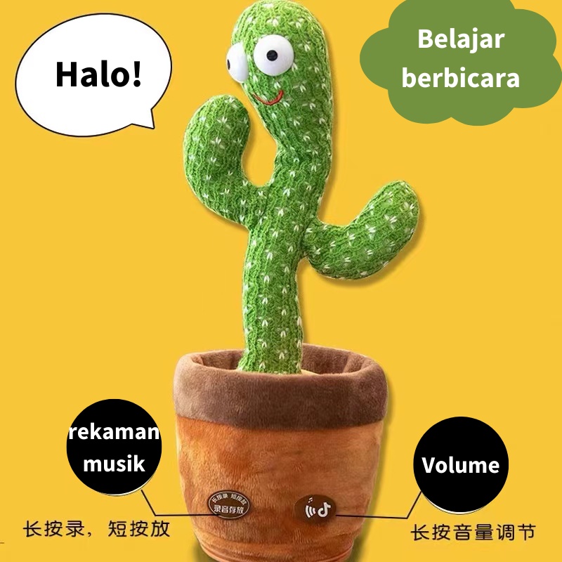 MiuMui Cactus Toy Boneka Pintar Kaktus Joget Dancing Cactus Toy Joget Joged Dancing