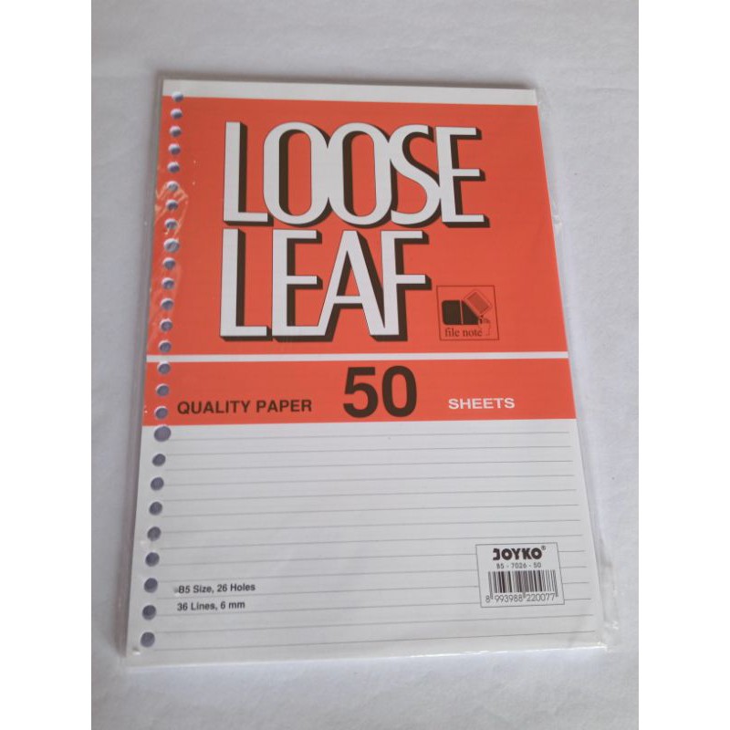 

kertas loose leaf isi binder joyko b5 50 lembar