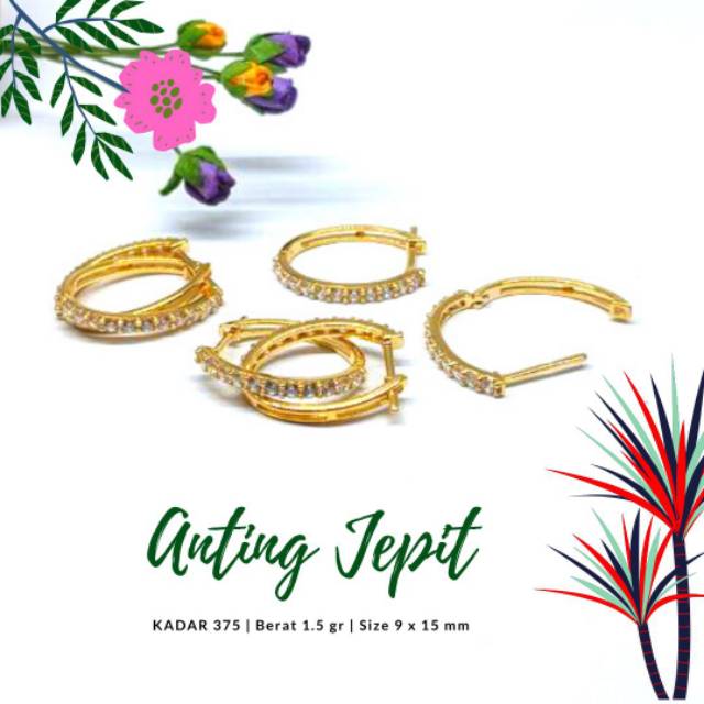 ANTING JEPIT EMAS FASHION WANITA MATA PUTIH PENUH KADAR 375 B