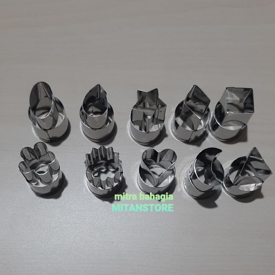 Cetakan Ring Cutter Pemotong Sayuran Wortel Puding Nugget  Biskuit Stainless 10 Motif