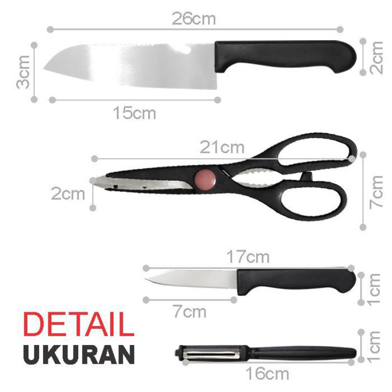 Pisau Set Dapur Anti Lengket knife Pisau Tajam Isi 6pcs Pisau Buah Pisau Dapur Pisau serbaguna WHFURNITURE