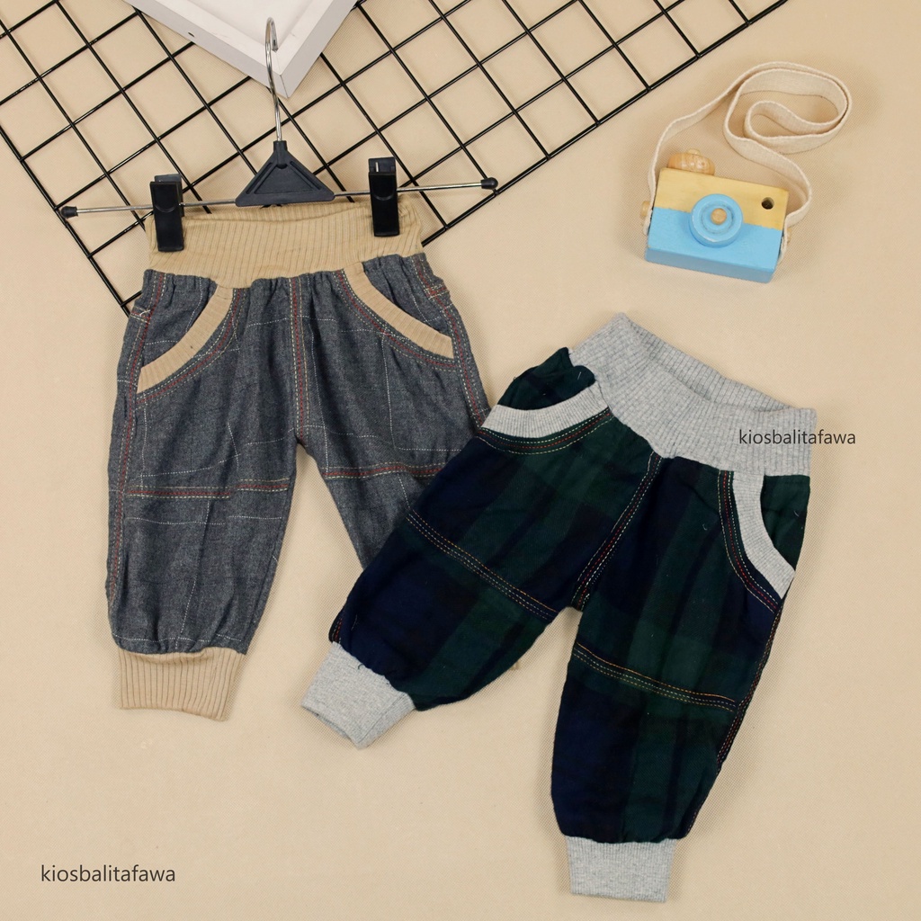 Jogger Bobo uk Bayi 3-12 Bulan / Celana Anak Laki Perempuan Polos Joger Pants 3per4 Pants Baby