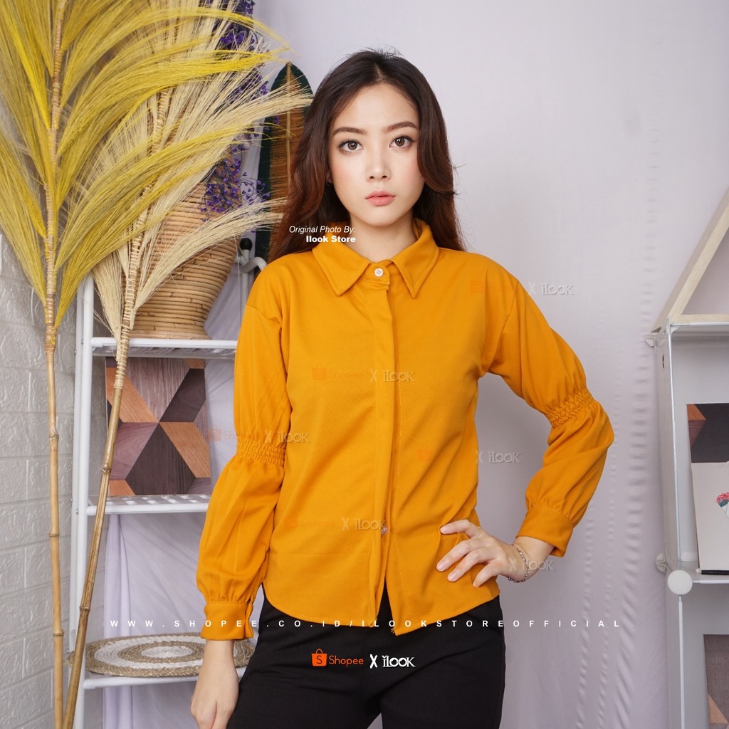 ilook | Blouse Lenda | Blouse Zeon | Atasan Wanita Terbaru Bahan Creape - Fit to L-LENDA - MUSTARD