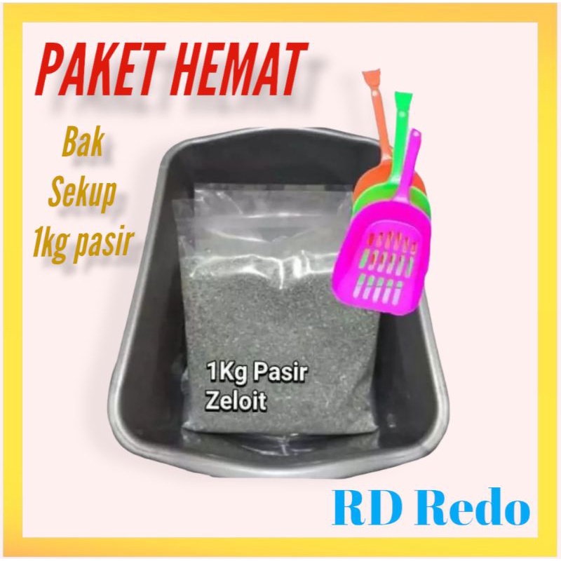 Cat Starter Kit Set Bak Pasir Kucing Sedang + Sekop + Pasir 1Kg 1 Set Toilet Kucing